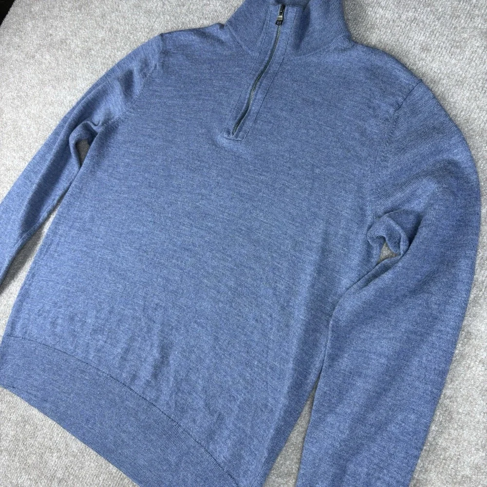 Banana Republic 100% Merino Wool 1/4 Zip Sweater Blue Men's Small S Pullover